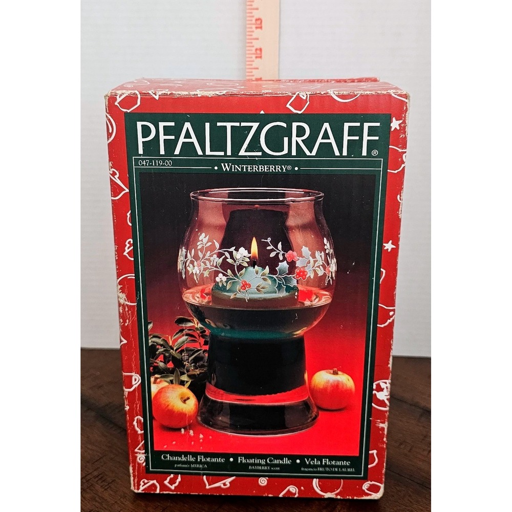 Pfaltzgraff Candle Holder Glass Hurricane Holiday Season, Candle not included